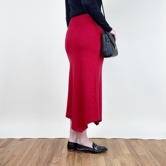 Vintage Merino Wool Column Midi Maxi Skirt Knit High Rise Long Casual Canadian - Picture 3 of 8